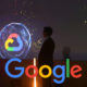 Logo de Google avec en fond une illustration du projet Digital Show