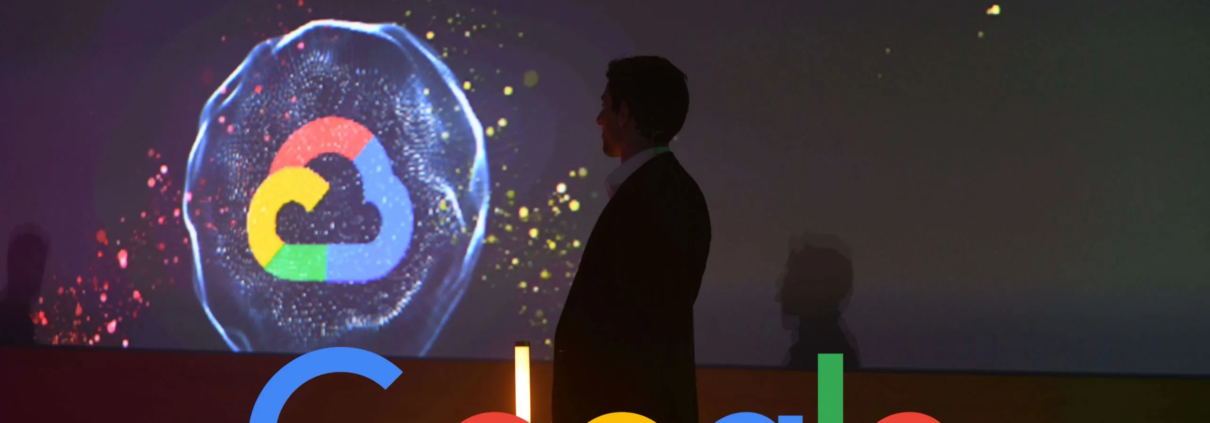 Logotipo de Google con un fondo que ilustra el proyecto Digital Show